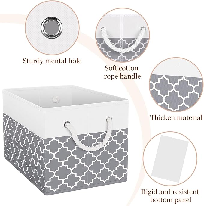 Fab totes Storage Bins [2-Pack], Foldable Storage Baskets for Organizing Toys, Books, Shelves, Closet, Large Storage Box with
