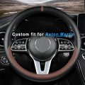 Custom fit for Aston Martin Car Steering Wheel Cover, Nappa Leather Car Steering Wheel Cover Non-Slip, Designed for Aston Martin Interior Accessories (Brown)