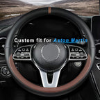 Custom fit for Aston Martin Car Steering Wheel Cover, Nappa Leather Car Steering Wheel Cover Non-Slip, Designed for Aston Martin Interior Accessories (Brown)