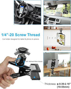 woleyi Sun Visor Car Tablet Holder, Visor Clip Tablet Mount for Car, 360° Rotation Universal Steering Wheel Tablets Clamp with 1/4'' Screw for iPad Pro Air Mini, Phone, Switch, 4.7-13" Devices/Camera