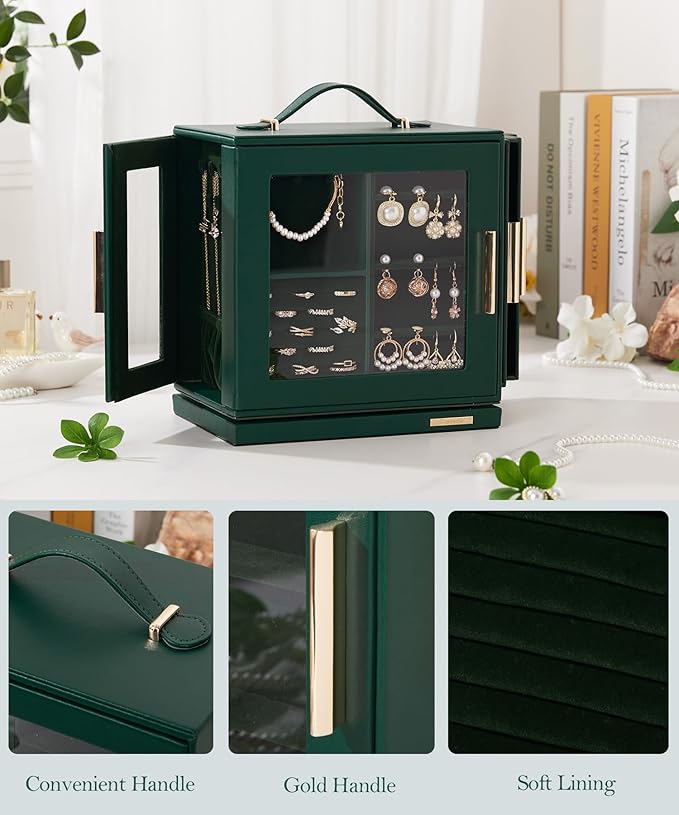 Homde Jewelry Box for Women Large: Rotating Organizer for Ring Earring Necklace Bracelet - 7 Drawers Storage for Dresser (For