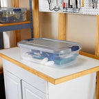 Rubbermaid Roughneck Clear 31 Qt/ 7.75 Gal Storage Containers, Pack of 6 with Snap-Fit Grey Lids, Visible Base, Sturdy and St