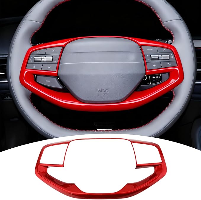 Steering Wheel Button Cover, for Kia K4 2024 2025 2026,Steering Wheel Button Panel Protection Frame Molding Trim - Wine Red(for LXS, EX，LX Model)