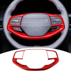 Steering Wheel Button Cover, for Kia K4 2024 2025 2026,Steering Wheel Button Panel Protection Frame Molding Trim - Wine Red(for LXS, EX，LX Model)