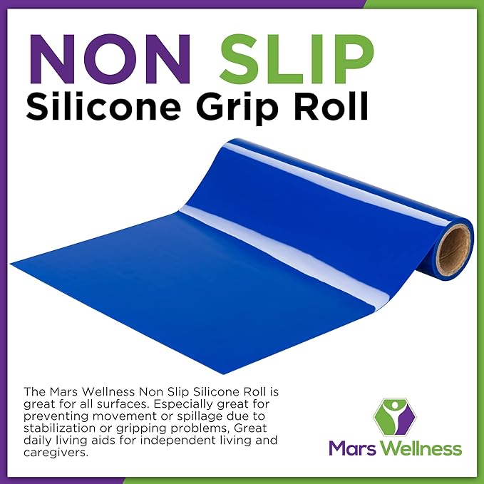 Mars Wellness Non Slip Silicone Grip Material Roll - Anti Slip Large Roll - 7.87" X 3' Feet - Cut to Size - Eating Aids, Baki
