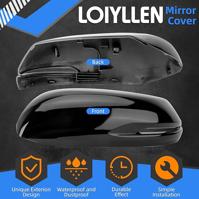 Driver Side Mirror Cover Replacement for Honda CRV 2017 2018 2019 2020 2021 2022 - Left Side Mirror Covers, Rear View Mirror Cap Accessories Black, With Lamp