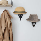 MyGift 2 Pcs Hat Holder, Cowboy Hat Rack Display Wall Mounted, Baseball Cap Organizer, Wig Helmet Hanger for Wall, Black Meta