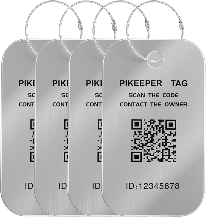 Smart QR Code Luggage Tags - Show Location When Scanned, Customizable Info with Privacy Protection, 4-Pack Waterproof & Durab