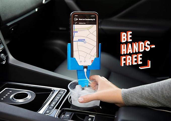 Cup Holder Phone Holder Mount for Car - Universal Adjustable Expander Cradle Hands-Free Driving - Compatible with All Smartphones Car Mount for iPhone Samsung Google Android Mobile Accessories Blue