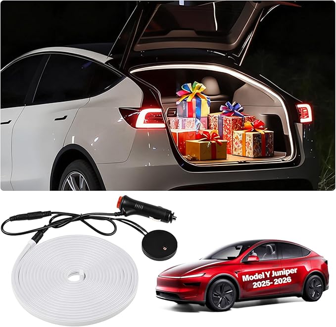 for Tesla Trunk LED Strip Model Y Juniper Accessories 2025-2026 Flexible Silicone Waterproof Interior Lighting Bar Tesla Trunk Ambient Lights White Light