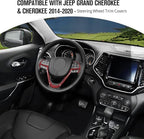 JeCar Steering Wheel Trim Cover Interior Decoration Trim Kit for 2014-2020 Jeep Grand Cherokee & Jeep Cherokee, Red Carbon Fiber
