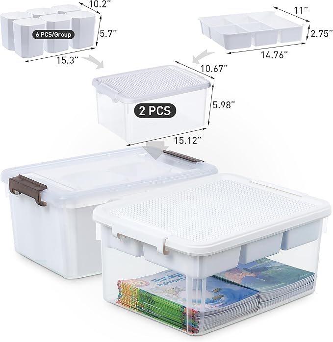 Citylife 17 QT Plastic Storage Bins Clear Storage Box with Lids Multipurpose Stackable Storage Containers for Organizing Tool