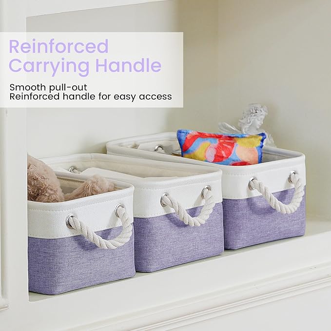 Storage Baskets for Shelves 11.8x7.9x5.2 Inch, Foldable Fabric Storage Bins with Handles, Small Storage Baskets for Organizin