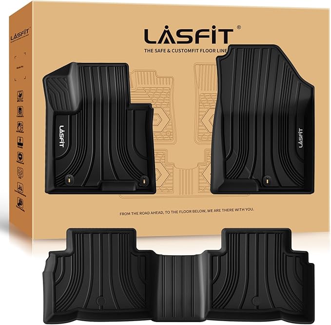 LASFIT Floor Mats for Hyundai Tucson 2026 2025 2024 2023 2022 (Not for Hybrid & PHEV), Custom Fit TPE All Weather Floor Liners 1st & 2nd Row Car Mats Accessoires for Hyundai Tucson 2022-2026, Black