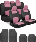 BDK PolyPro Car Seat Covers Full Set Combo with Front and Rear Waterproof All -Weather Car Floor Mats - Universal Fit Automot