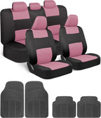 BDK PolyPro Car Seat Covers Full Set Combo with Front and Rear Waterproof All -Weather Car Floor Mats - Universal Fit Automot