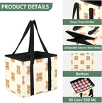 Cute Teddy Bear Reusable Grocery Bags Large Shopping Tote Bag with Reinforced Bottom Board, Water Resistant Foldable Storage 