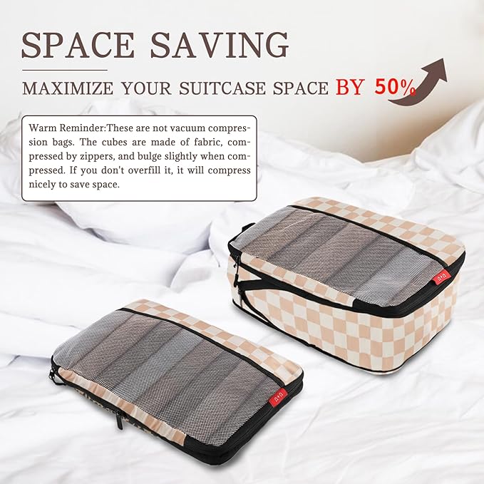 U+U 4 Set Compression Packing Cubes - Ultralight Travel Organizers, Space-Saving Suitcase Organizer, Expandable Packing Cubes