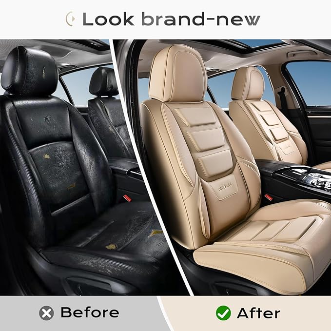 Coverado Car Seat Covers, Front Covers for Cars, Car Seat Cover Front Seats, Automotive Seat Cover, Waterproof, Leather Car S