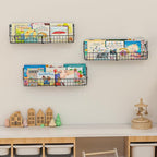 X-cosrack 24 Inch Wall Mounted Kids Bookshelf, Floating Metal Book Shelves for Kids Nursery Toddler Classroom, Hanging Book S