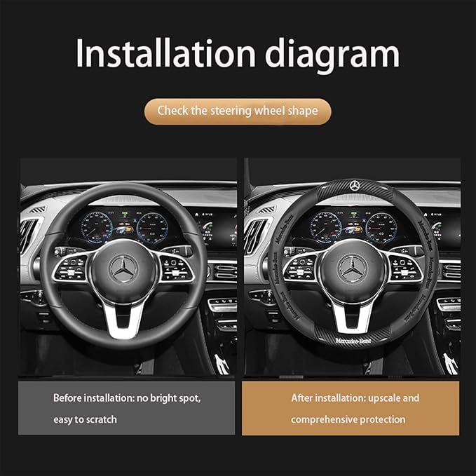 Car Steering Wheel Cover Fusion Carbon Fiber Premium Leather Non-Slip, Breathable, Trendy Accessories with Car Accessories (New-Black)