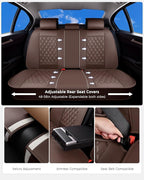 Huidasource Coffee Seat Cover, Nappa Leather Car Seat Cover, Velcro Adjustable, Compatible with Airbags, Armrests, Child Seat