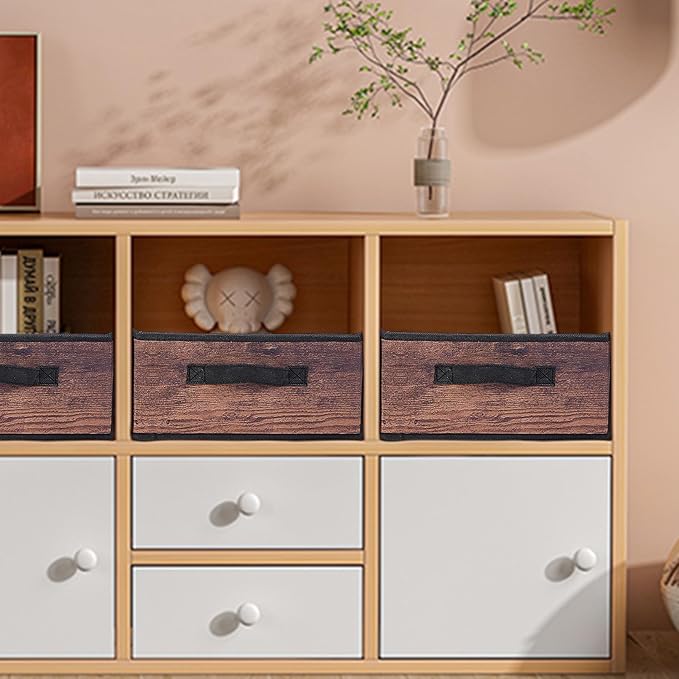 JAKAGO Fabric Storage Bins set of 4 Rectangle Storage Baskets with Handle Foldable Closet Organizer for Clothes Towel bedding