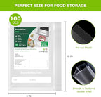 Bonsenkitchen Precut Vacuum Food Sealer Bags 100 Pint 6" x 10", BPA Free, Commercial Grade Textured Food Vacuum Sealer Bag, T