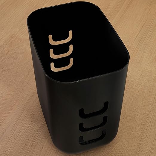 STORi Luup Bathroom Wastebasket 2pk, Secure Grocery Bags, Plastic Garbage Container for Vanity, Laundry Room, Kitchen, Office, 2.5 Gallon, Black, Made in USA