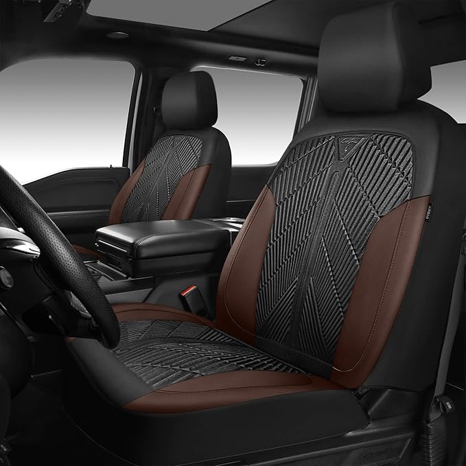 CAR PASS Waterproof Black Brown Car Seat Covers Front Seat Covers Neoprene Wetsuit,All-Weather Non-Slip Durable,Universal Fit