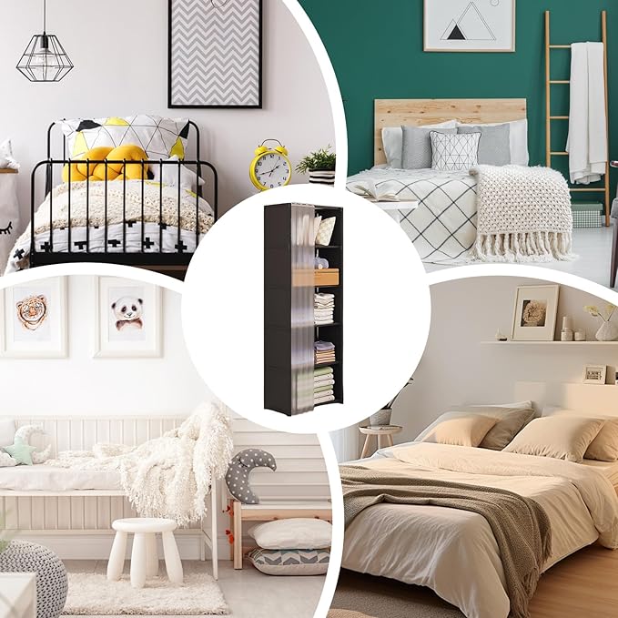 Portable Closet Wardrobe for Small Room, Clothes Storage Rack, Clothes Organizer Cabinet, Dust-Proof Garment Shelf for Home B