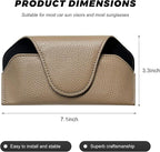 Sunglass Holder for Car Visor, Magnetic Auto Sun Visor Eyeglass Organizer with Dual Back Clips, Leather Glasses Protective Storage Case Universal for Most Vehicles Visors (Brown)