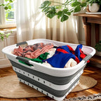 SAMMART 42L (11 gallon) Collapsible Plastic Laundry Basket - Foldable Pop Up Storage Container/Organizer - Space Saving Hampe