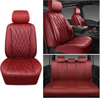 CAR PASS Piping Luxury Faux Leather Seat Covers Full Set, Premium Delux Anti-Slip Waterproof Automotive Seat Cover Universal 
