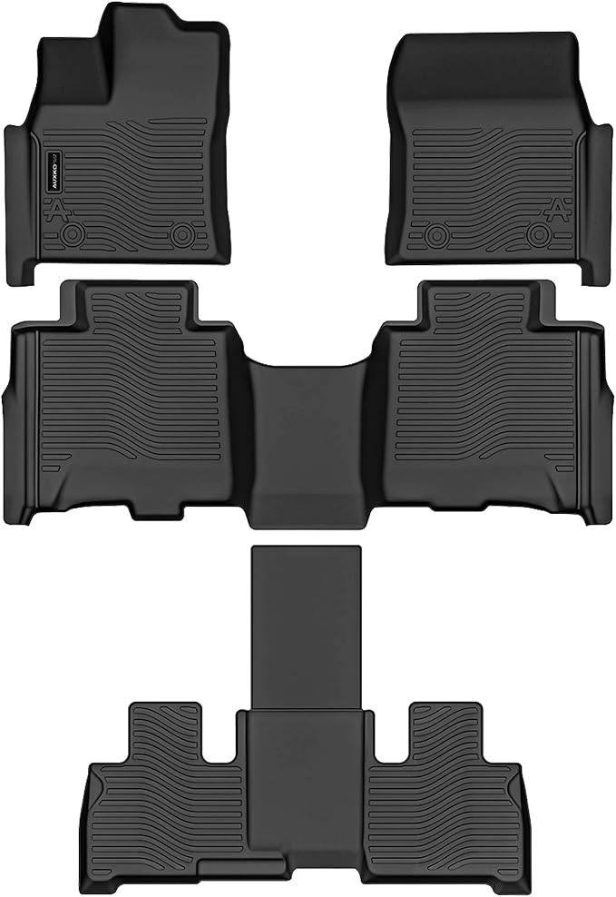 Auxko All Weather Floor Mats Fit for Toyota Sequoia 2023 2024 2025 TPE Rubber Liners Set Sequoia Accessories All Season Guard Odorless Anti-Slip Floor Mats
