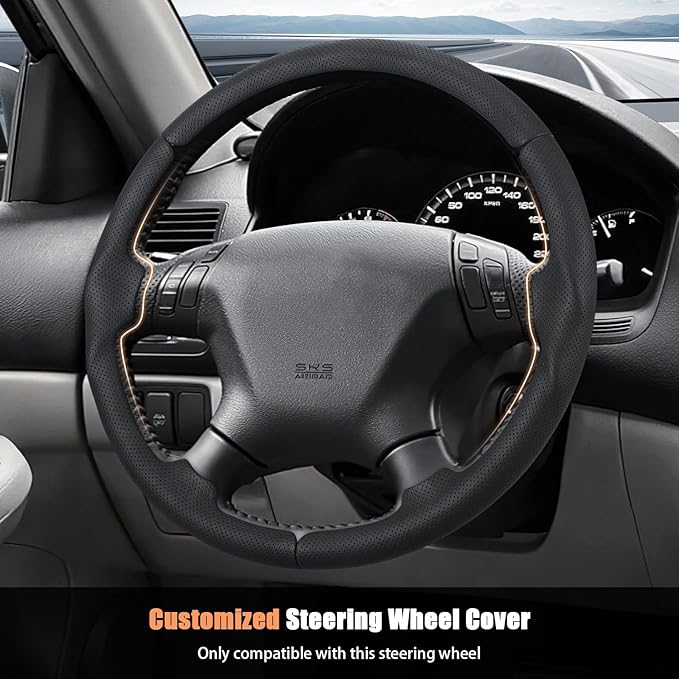 Aimato Customized Steering Wheel Cover for Honda Accord 2003-2007/Odyssey 2005-2010,Thin,Anti-Slip,Scratch-Resistant Exclusive Car Accessory for Honda,Nappa Black