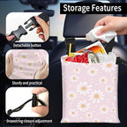 Car Trash Bag Large Hanging Can for Back of Seat, Cute Waterproof Car Garbage Bag for Vehicle, Travelling, Outdoor Cute Pink Daisy