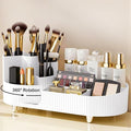 Rotating Vanity Organizer with Brush Holder, Large Spinning Makeup Skincare & Cosmetic Organizer, Countertop Perfume & Lotion
