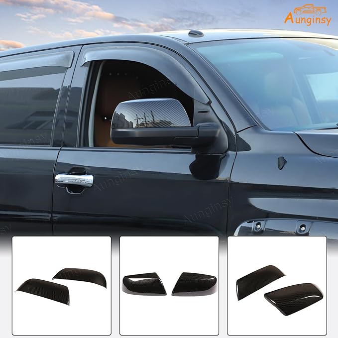 Car Door Rear View Mirror Cover Trim Compatible with Toyota Tundra 2007-2021 Sequoia 2008-2020 Exterior Rearview Mirror Housing Cap Protector Accessories, Only Fit Without Turn Signal Lights Version
