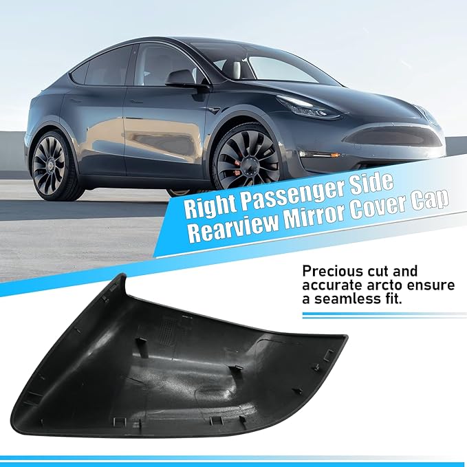 Jaronx Compatible with Tesla Model Y Side Mirror Cover 2020 2021 2022 2023, Rearview Door Wing Mirror Cover Cap Replacement for Tesla Model Y Accessories (Grey, Right)