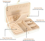 LANDICI Small Jewelry Box for Women Girls, PU Leather Travel Jewelry Case, Portable Jewelry Organizer Storage Holder Display 