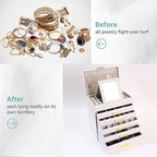 BOOVO Jewelry Boxes for Women, White and Black 6 Layer Large Jewelry Box for Necklace, Bracelet, Earrings, Rings Storage, Jew