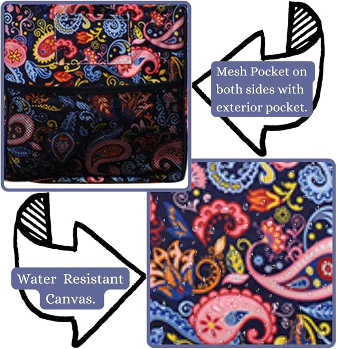 NGIL Extra Large Utility Tote Reusable Grocery Bag Oversized Collapsible for Groceries, Storage, Picnic, Beach (Paisley Perfection-Navy)