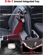 for 2024~2026 Chevy Traverse/GMC Acadia 2-in-1 Silicone Center Console Armrest Cover& Armrest Hidden Privacy Tray - [OEM Design& Friendly Liquid Silicone Rubber] - Thin Black