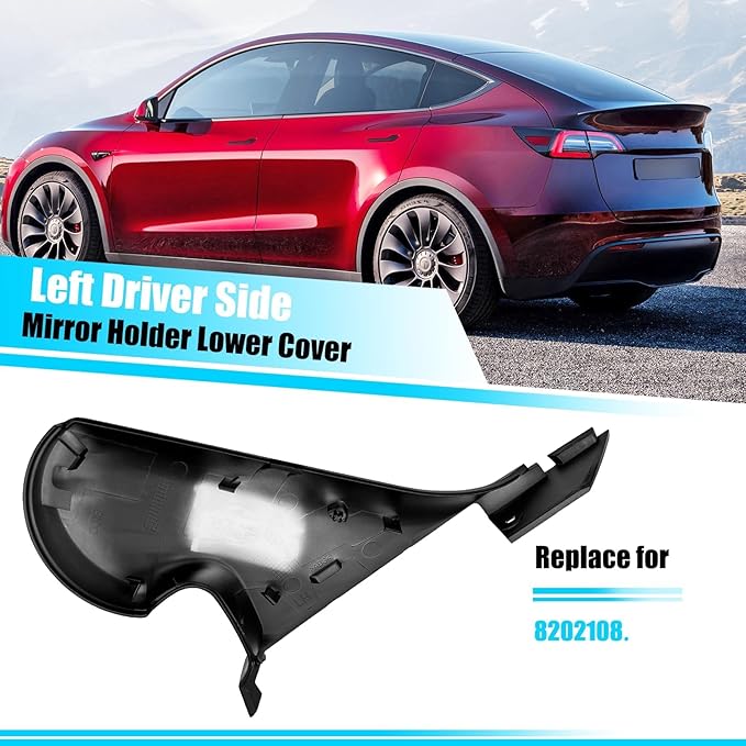 Jaronx Compatible with Tesla Model Y Mirror Holder Lower Cover 2018-2024, Left Driver Side Rearview Mirror Bracket Bottom Base Cover Replacement for Tesla Model Y Accessories 8202108