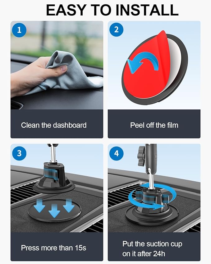 Heavy Duty Car Tablet Mount Holder - [Metal Arm] Dashboard Windshield Suction Cup Tablet Holder for Truck/Car Mount, for 4.7-13" Tablets Like iPad Pro Air, Mini, Galaxy Tab, Z Fold, Fire HD, iPhone