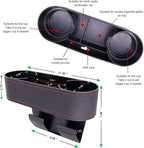 Car Seat Organizer Cup Drink Holders,Multifunctional Gap Filler Storage Box,Insert Organization Helps Reduce Distracted Driving&Holds Phone Mount Mug Bottle Cellphones Coasters Wallet Cards (Black)