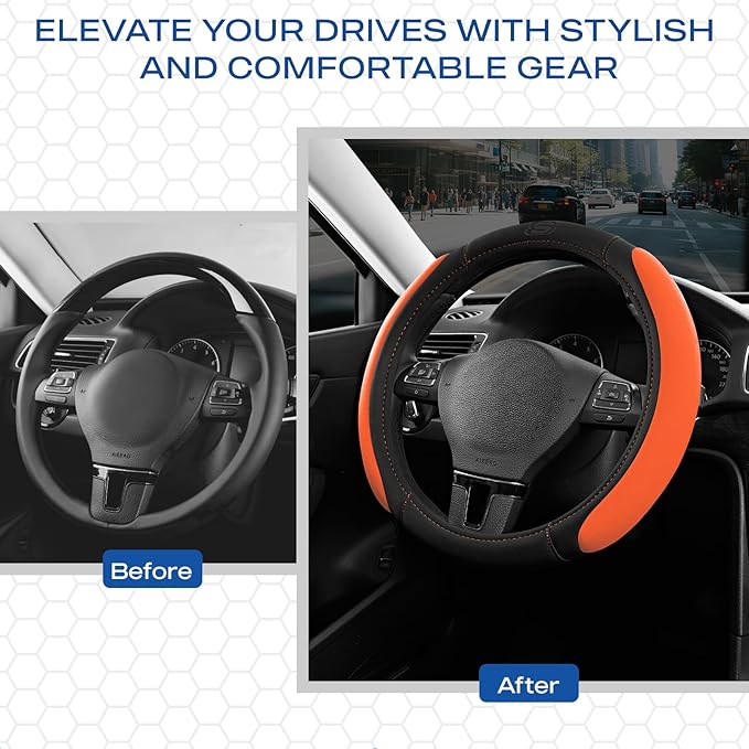 Skechers Steering Wheel Cover, Memory Foam Car Steering Wheel Cover,14.5-15inch Anti-Slip Safety Comfortable Desgin, Universa
