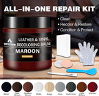 Leather Recoloring Balm - Maroon Leather Repair Kit for Furniture, Dye, Recolor, Renew, Repair & Restore Aged, Faded, Cracked