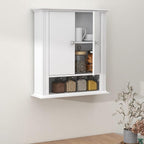White Bathroom Wall Cabinet, Over the Toilet Storage Cabinet, Bathroom Cabinet Wall Mount, 2 Doors & Hooks, Medicine Cabinet 